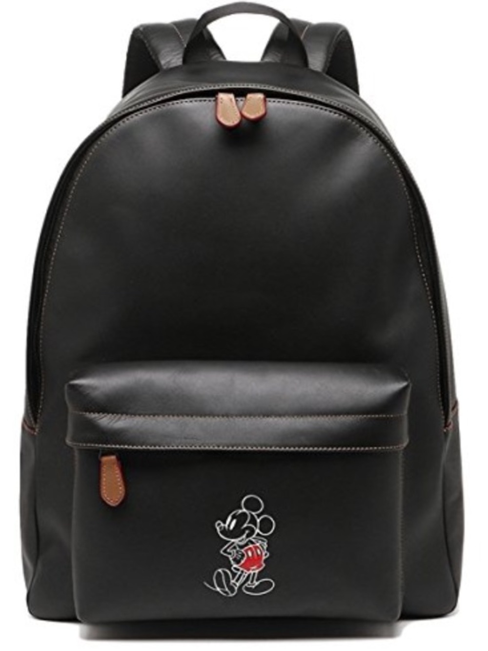 Coach Black Backpack with Brown Trim and Mickey Accent